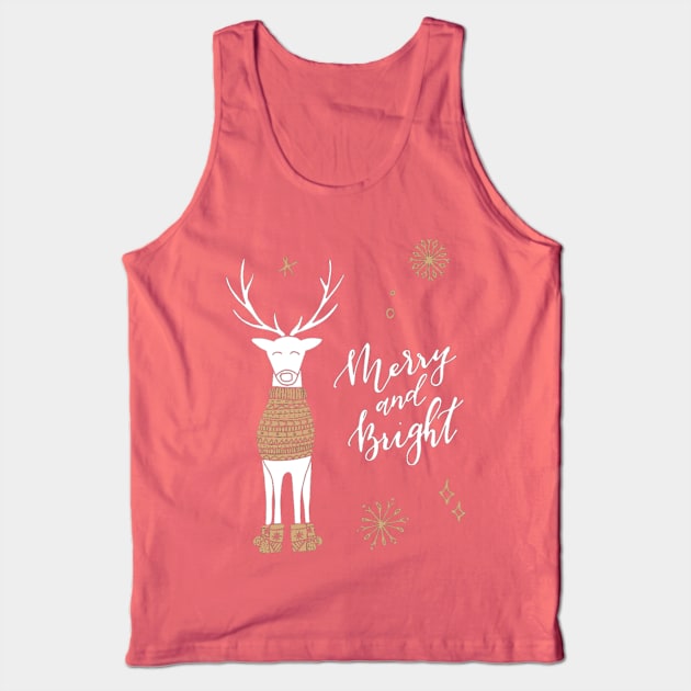 Merry and Bright Deer Tank Top by chrissyloo